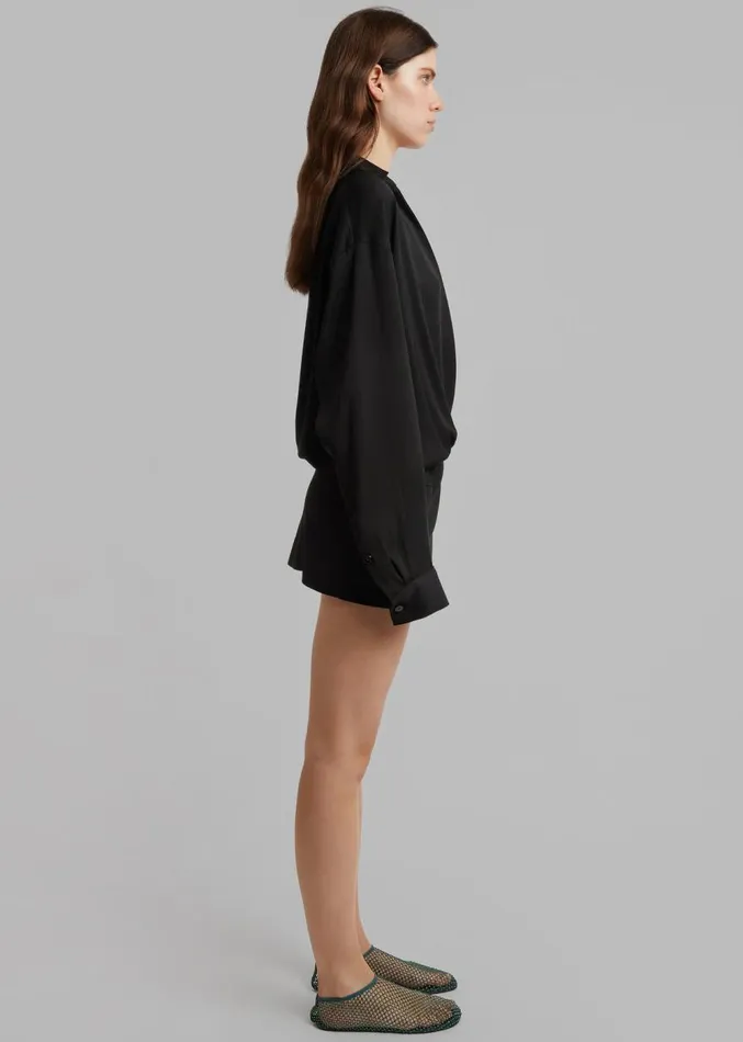 The Frankie Shop Christopher Esber Aulenti Micro Shirt Dress 8211 Black Women Dresses