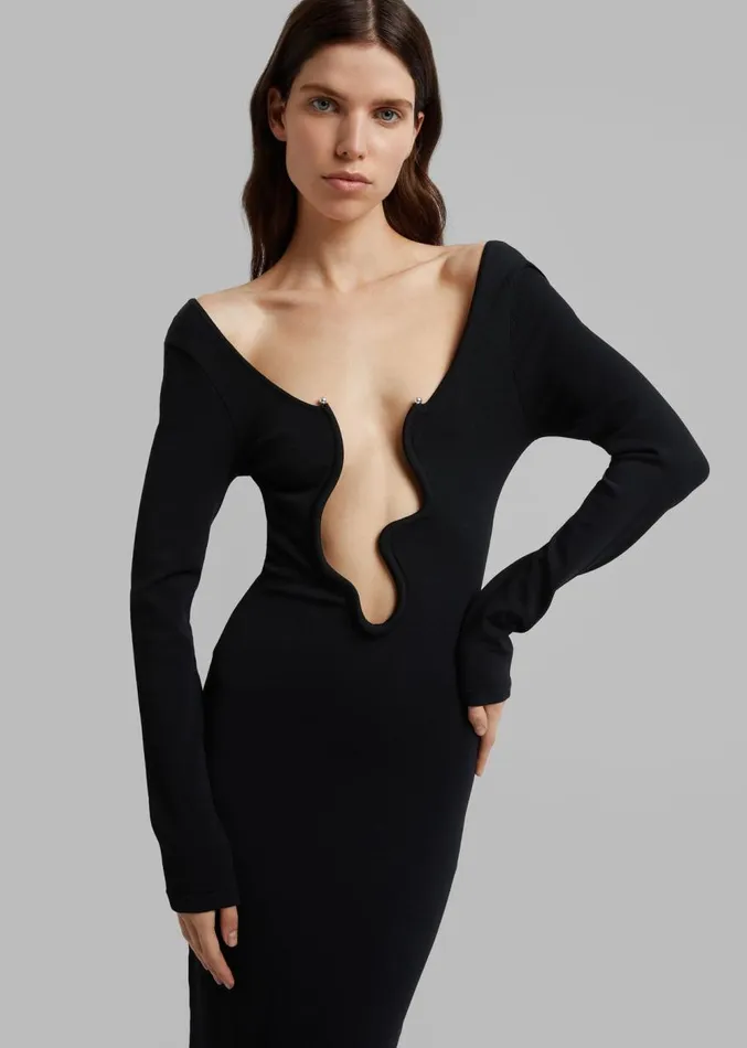 The Frankie Shop Christopher Esber Salacia Wire Long Sleeve Dress 8211 Black Women Dresses