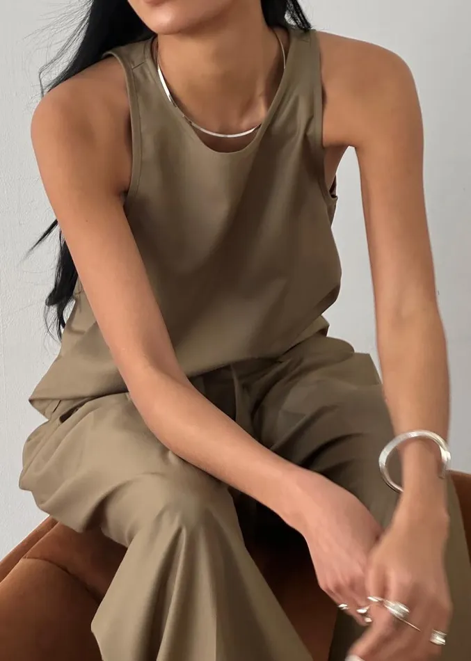 The Frankie Shop Clay Sleeveless Top 8211 Desert Taupe Women Clothing