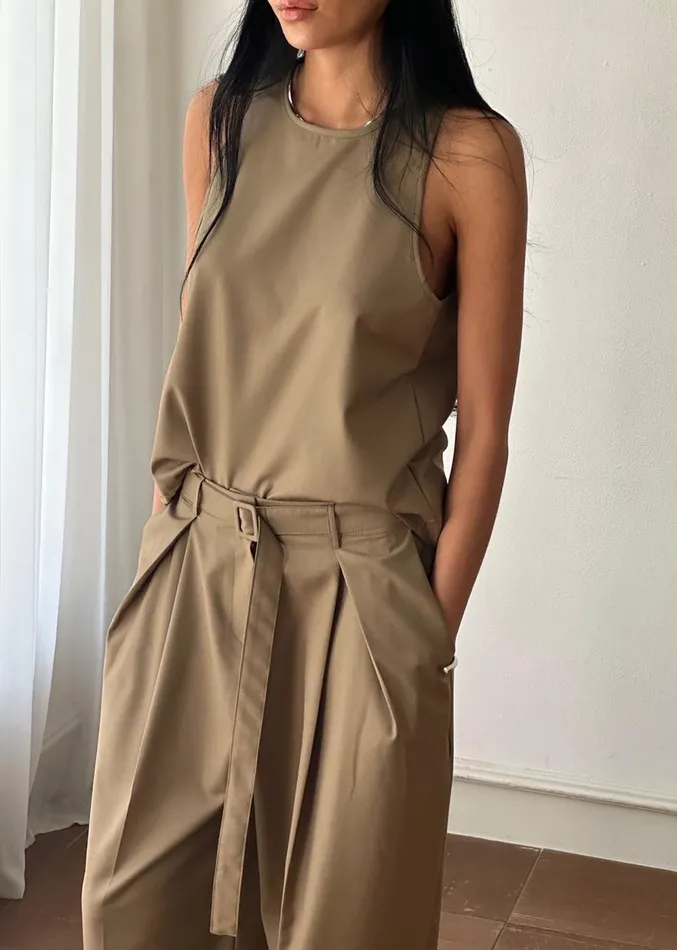 The Frankie Shop Clay Sleeveless Top 8211 Desert Taupe Women Clothing
