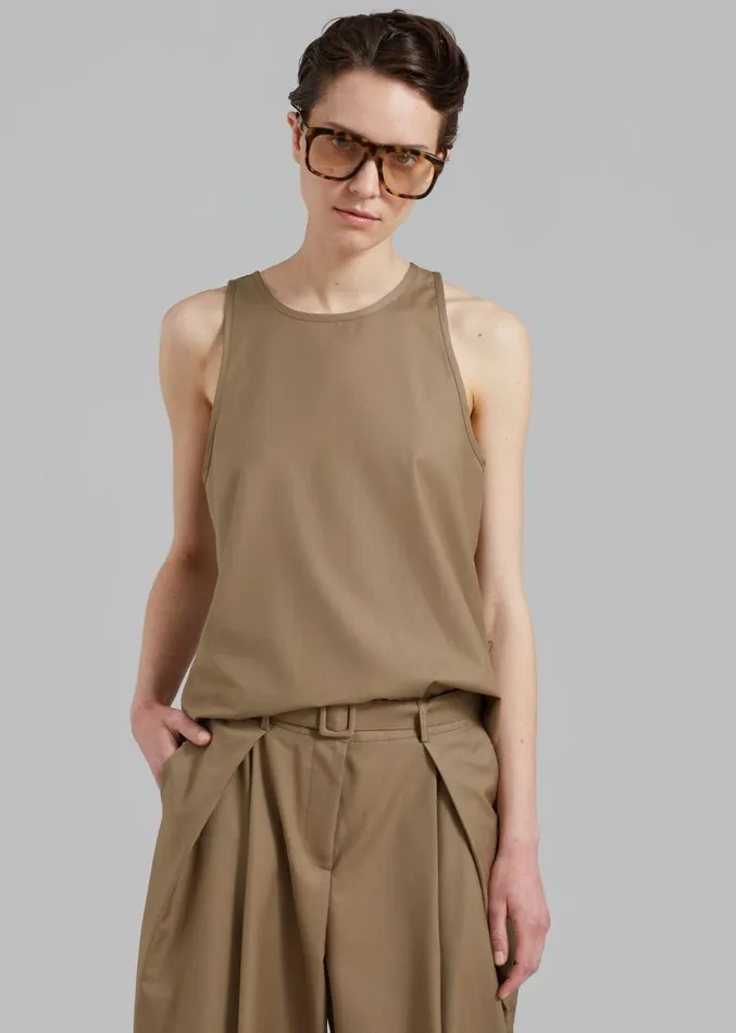 The Frankie Shop Clay Sleeveless Top 8211 Desert Taupe Women Clothing