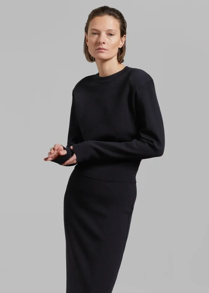 The Frankie Shop Clover Padded Knit Top 8211 Black Women Clothing