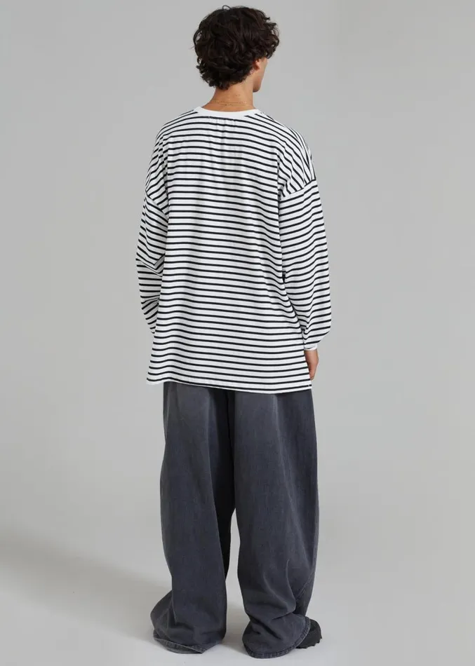 The Frankie Shop Cody Pocket Tee 8211 BlackWhite Stripe Men Tops