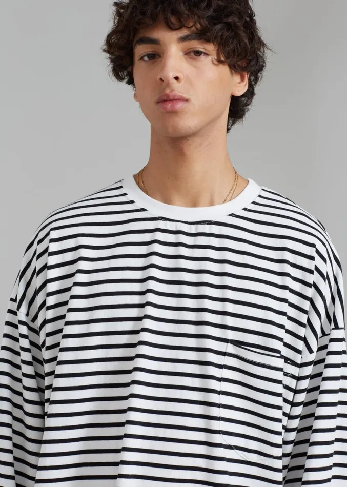 The Frankie Shop Cody Pocket Tee 8211 BlackWhite Stripe Men Tops