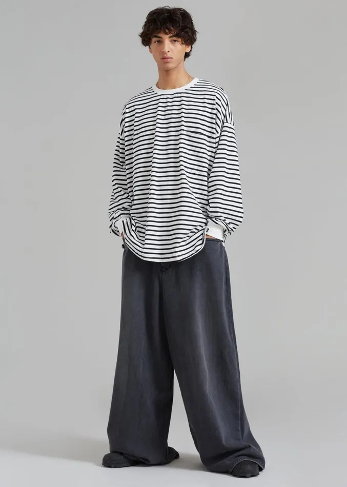 The Frankie Shop Cody Pocket Tee 8211 BlackWhite Stripe Men Tops