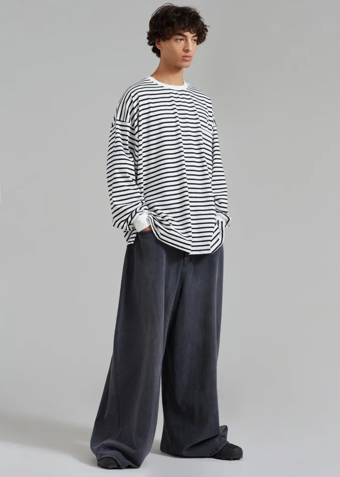 The Frankie Shop Cody Pocket Tee 8211 BlackWhite Stripe Men Tops