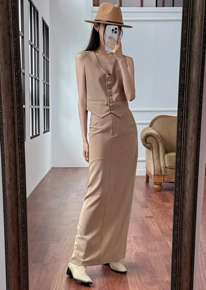 The Frankie Shop Cornelia Maxi Skirt 8211 Brown Women Clothing