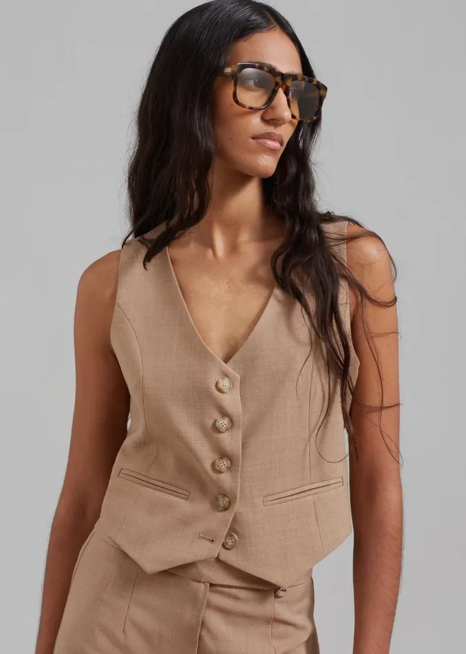 The Frankie Shop Cornelia Vest 8211 Brown Women Clothing