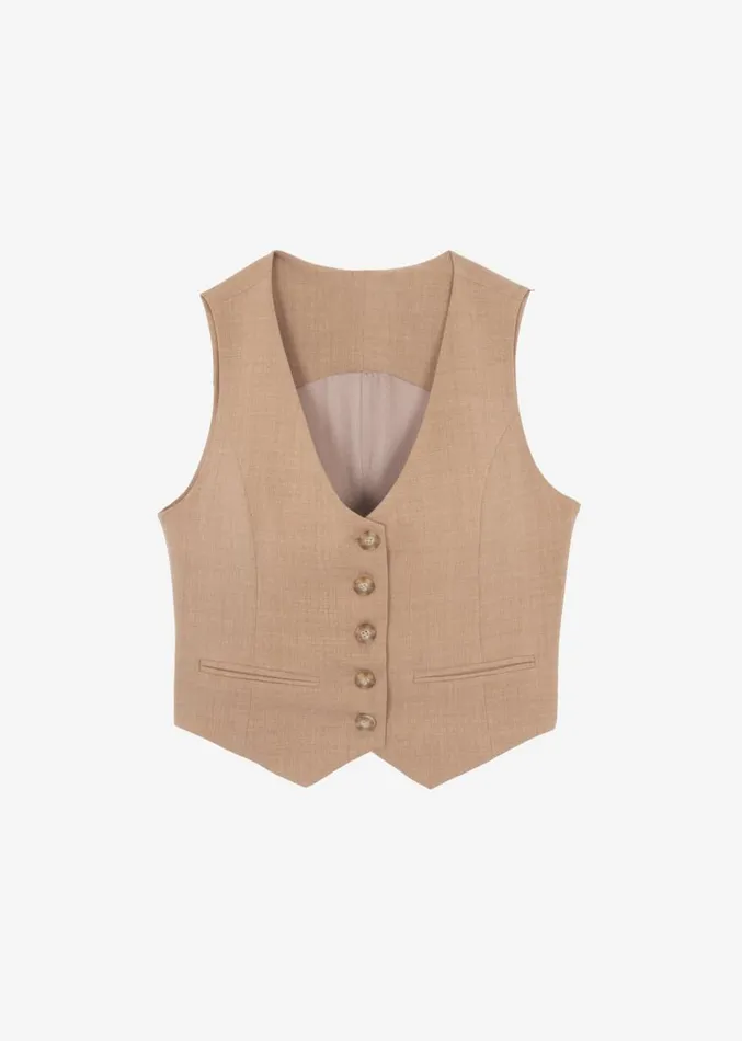 The Frankie Shop Cornelia Vest 8211 Brown Women Clothing