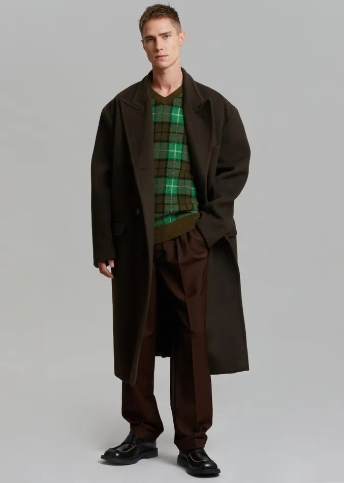 The Frankie Shop Curtis Oversized Coat 8211 Dark Brown Men Outerwear