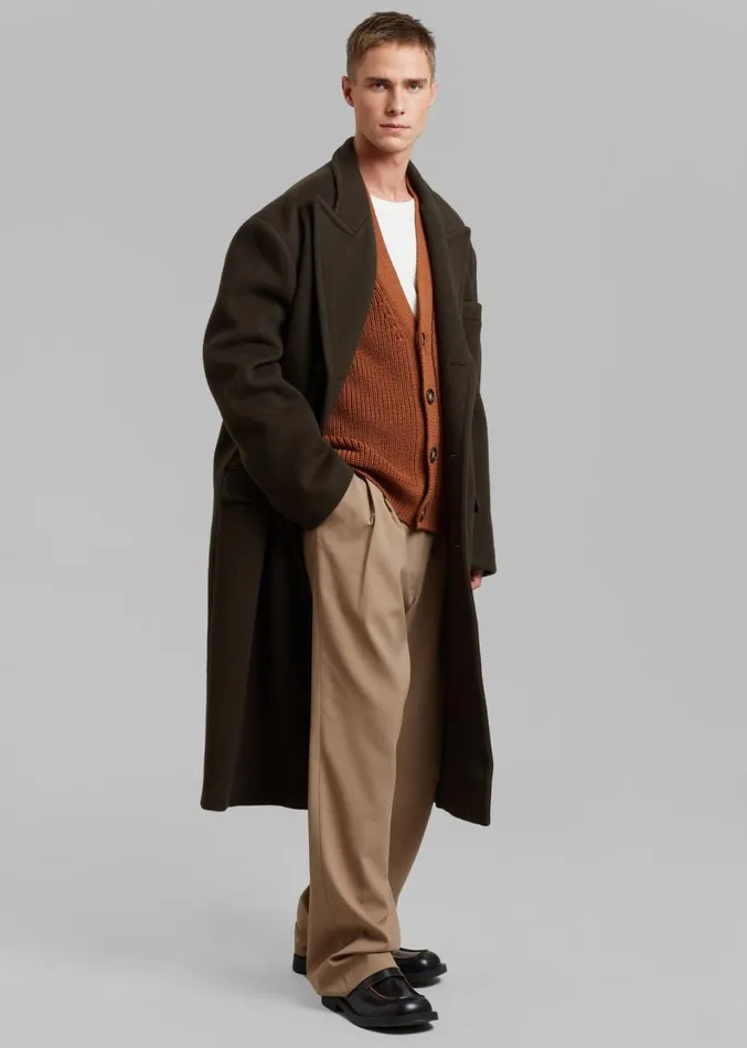 The Frankie Shop Curtis Oversized Coat 8211 Dark Brown Men Outerwear