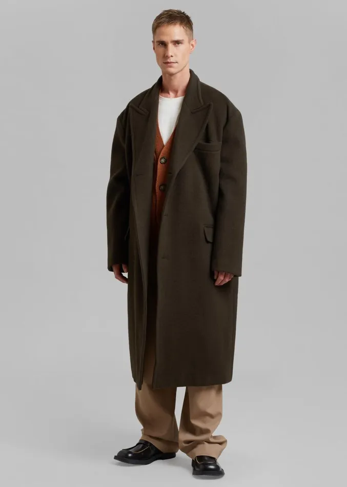 The Frankie Shop Curtis Oversized Coat 8211 Dark Brown Men Outerwear