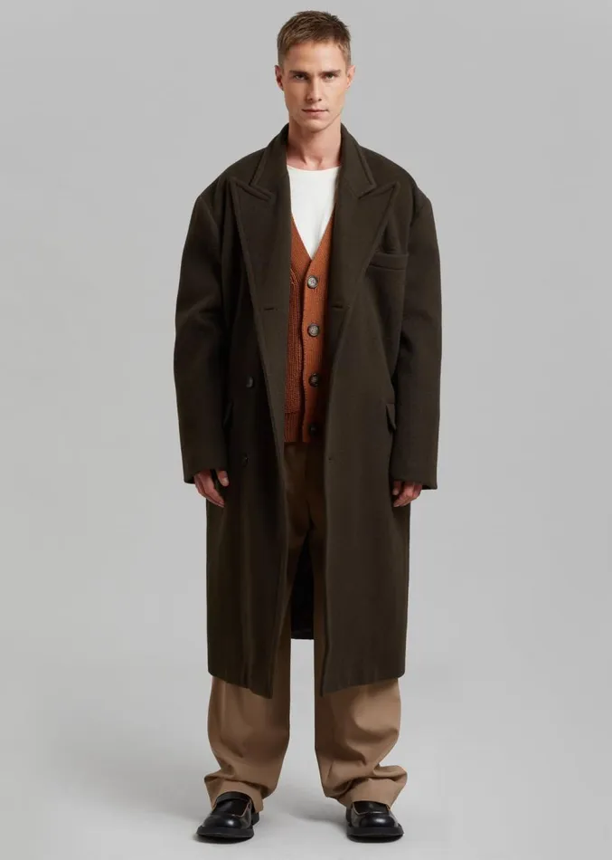 The Frankie Shop Curtis Oversized Coat 8211 Dark Brown Men Outerwear