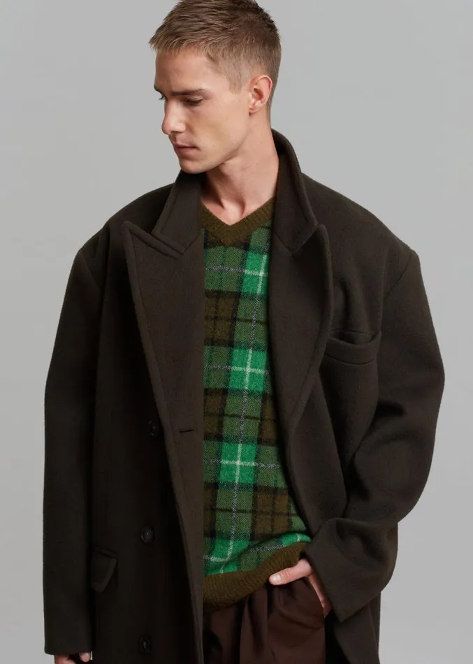 The Frankie Shop Curtis Oversized Coat 8211 Dark Brown Men Outerwear