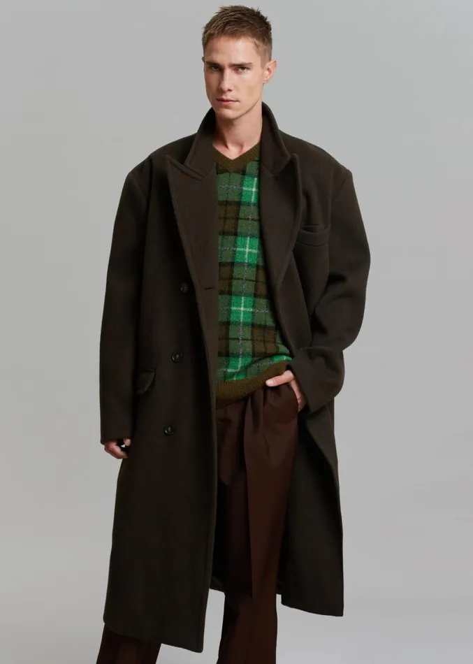 The Frankie Shop Curtis Oversized Coat 8211 Dark Brown Men Outerwear