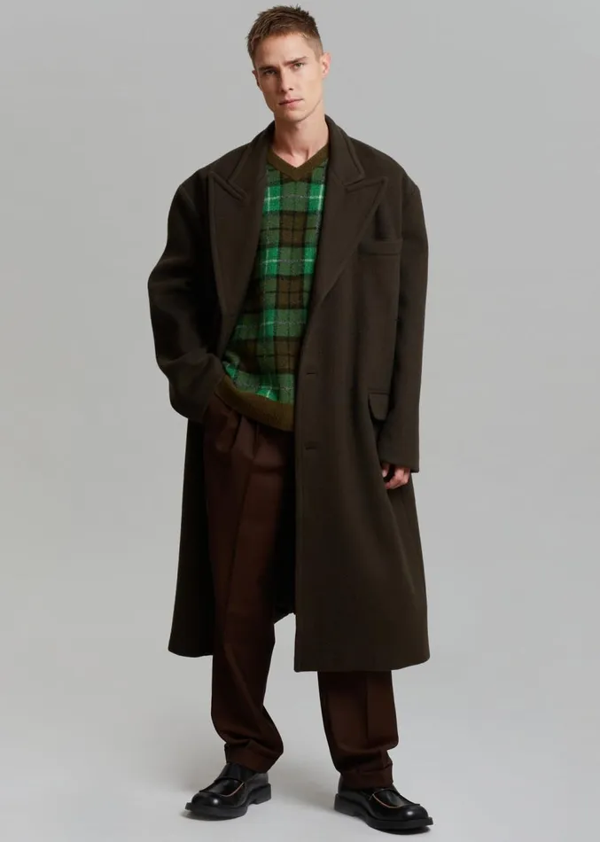 The Frankie Shop Curtis Oversized Coat 8211 Dark Brown Men Outerwear