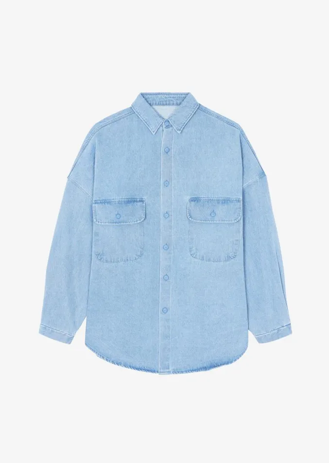 The Frankie Shop Dallas Men Denim Overshirt 8211 Worn Wash Men Clothing