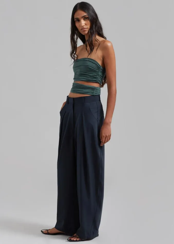 The Frankie Shop Dani Wide Pants 8211 Navy Women Clothing