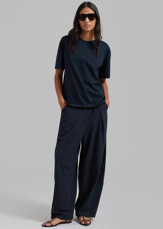 The Frankie Shop Dani Wide Pants 8211 Navy Women Clothing