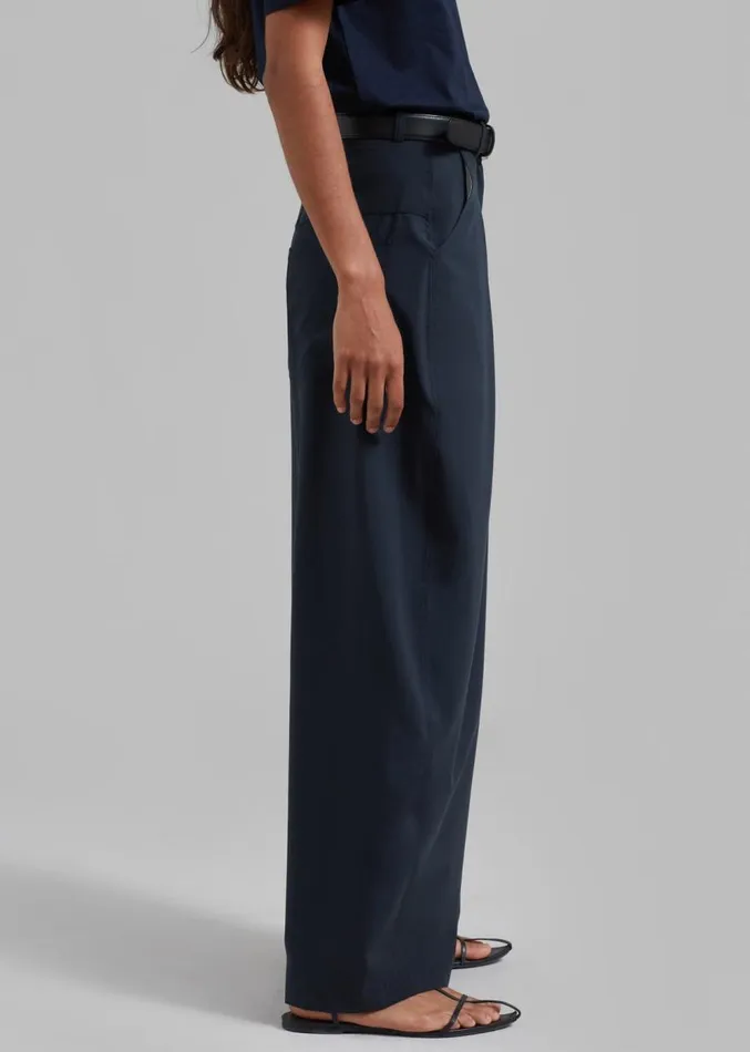 The Frankie Shop Dani Wide Pants 8211 Navy Women Clothing