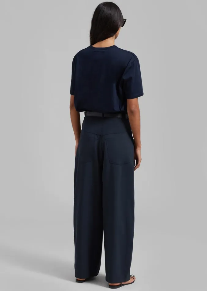 The Frankie Shop Dani Wide Pants 8211 Navy Women Clothing