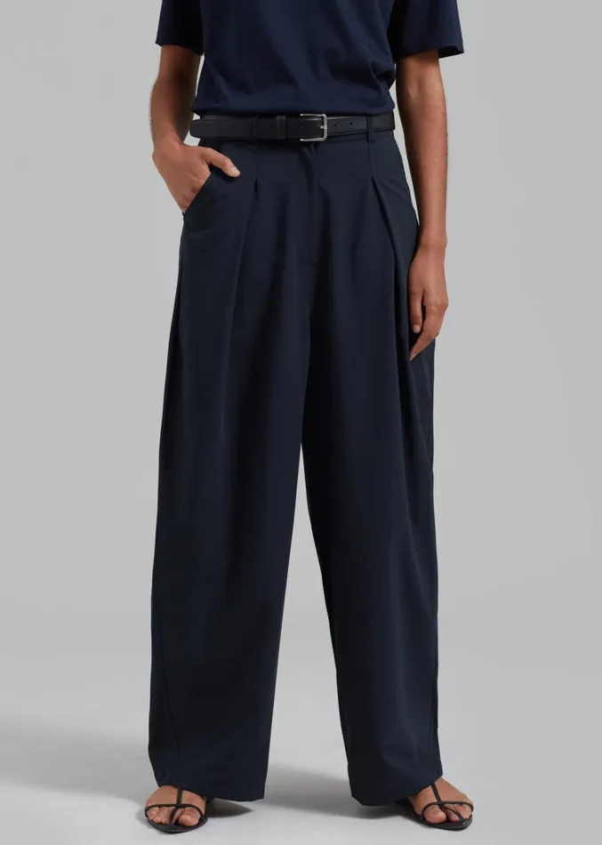 The Frankie Shop Dani Wide Pants 8211 Navy Women Clothing