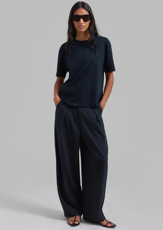 The Frankie Shop Dani Wide Pants 8211 Navy Women Clothing