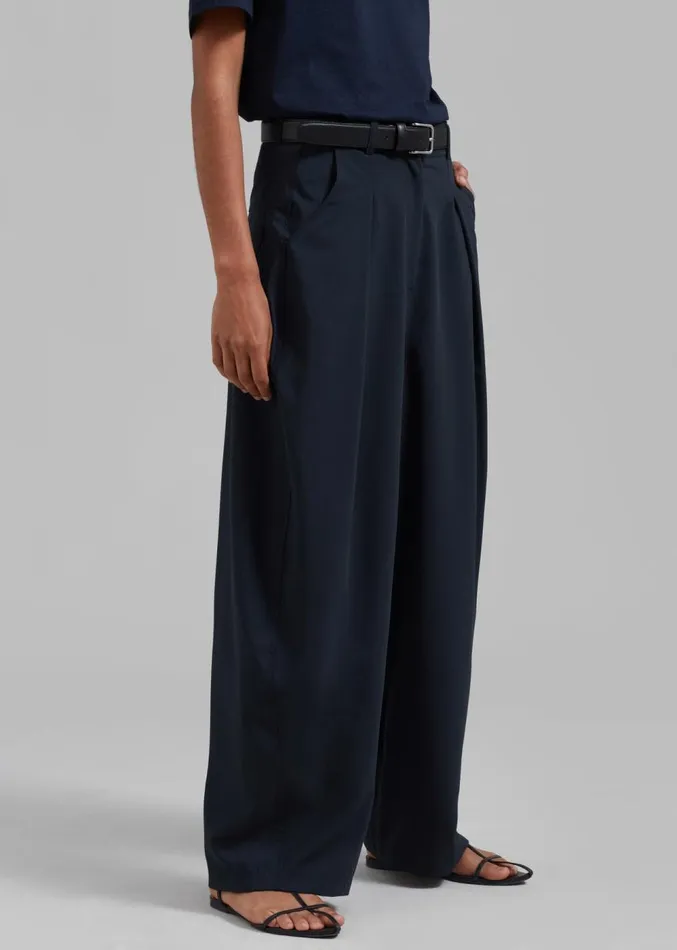 The Frankie Shop Dani Wide Pants 8211 Navy Women Clothing