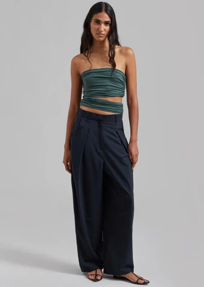 The Frankie Shop Dani Wide Pants 8211 Navy Women Clothing