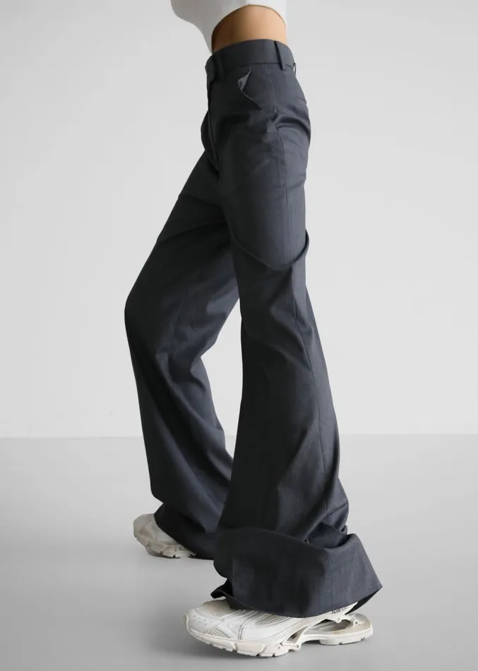 The Frankie Shop Daphne Wide Trousers 8211 Dark Grey Women Clothing
