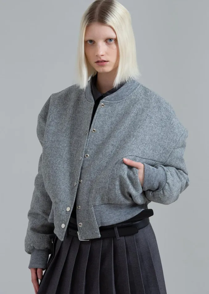 The Frankie Shop Debbie Wool Bomber 8211 Grey Melange Women Clothing