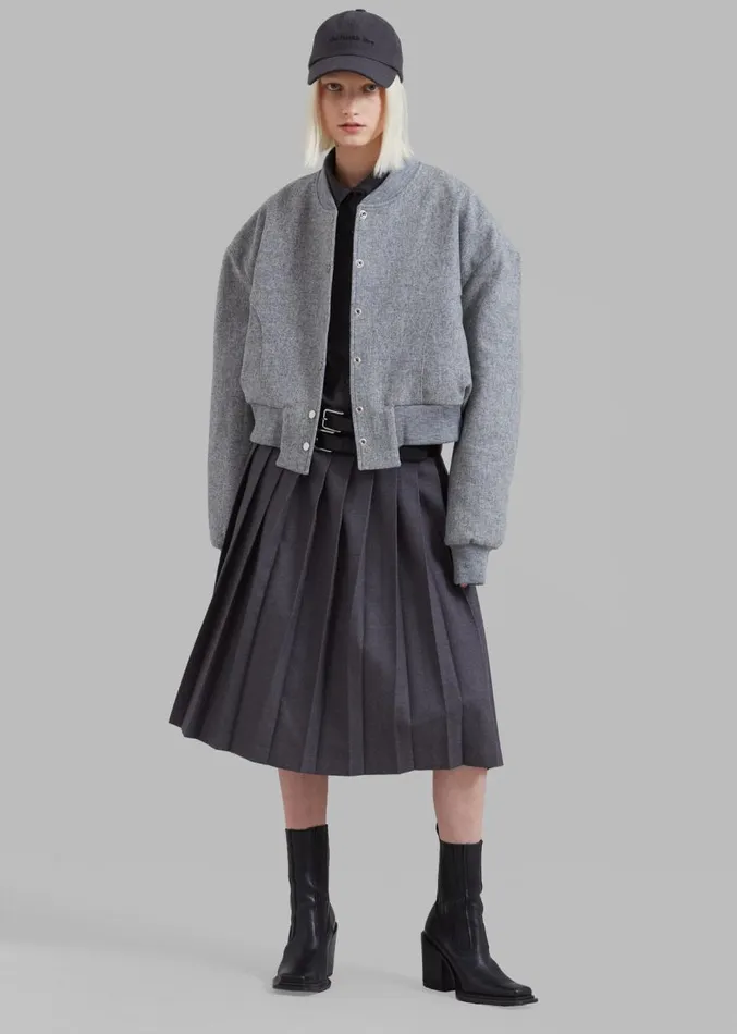 The Frankie Shop Debbie Wool Bomber 8211 Grey Melange Women Clothing