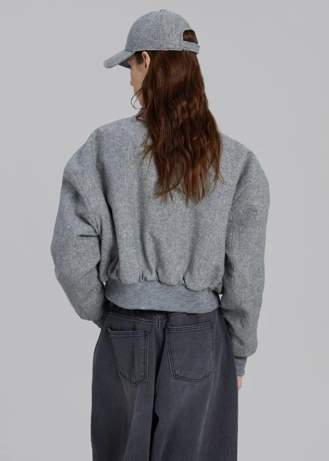 The Frankie Shop Debbie Wool Bomber 8211 Grey Melange Women Clothing