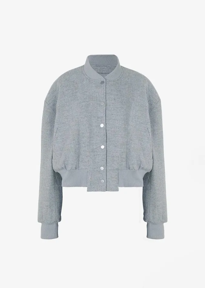 The Frankie Shop Debbie Wool Bomber 8211 Grey Melange Women Clothing