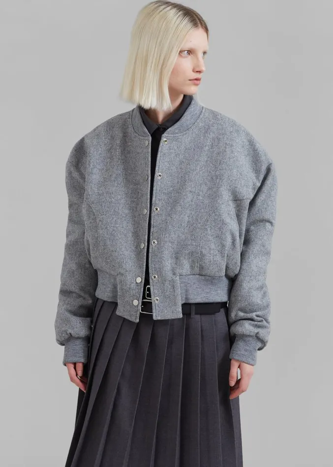The Frankie Shop Debbie Wool Bomber 8211 Grey Melange Women Clothing