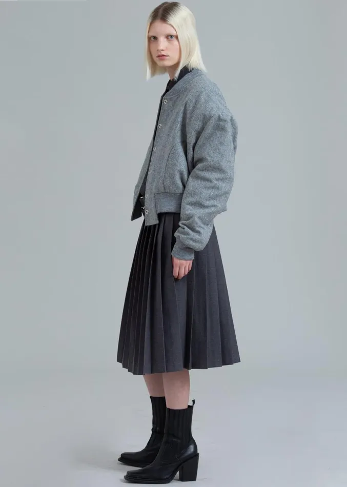 The Frankie Shop Debbie Wool Bomber 8211 Grey Melange Women Clothing