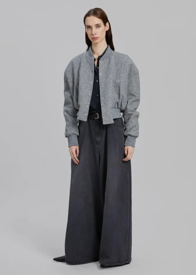 The Frankie Shop Debbie Wool Bomber 8211 Grey Melange Women Clothing