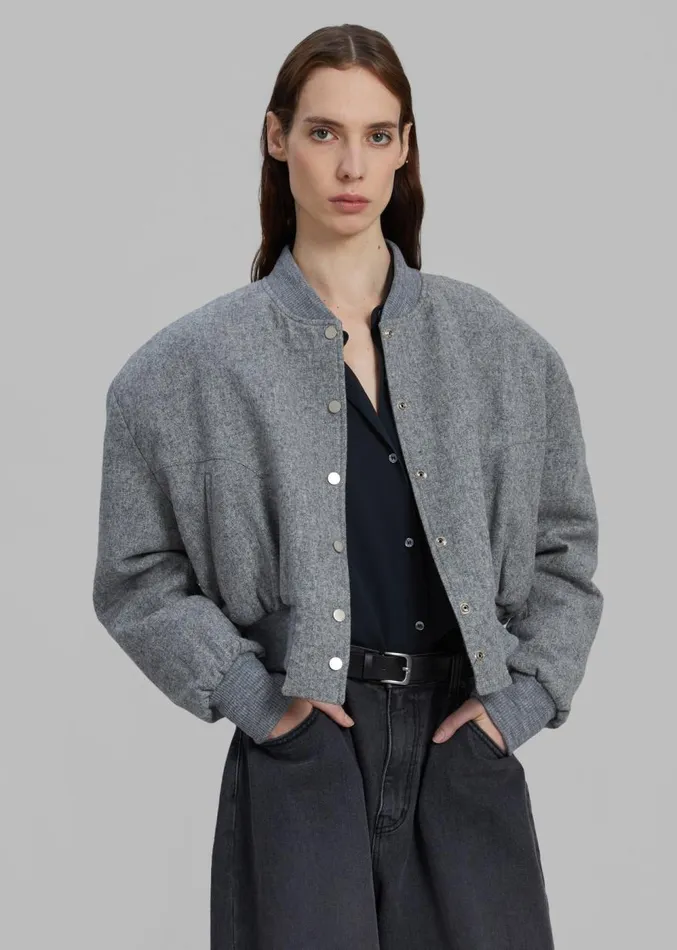 The Frankie Shop Debbie Wool Bomber 8211 Grey Melange Women Clothing