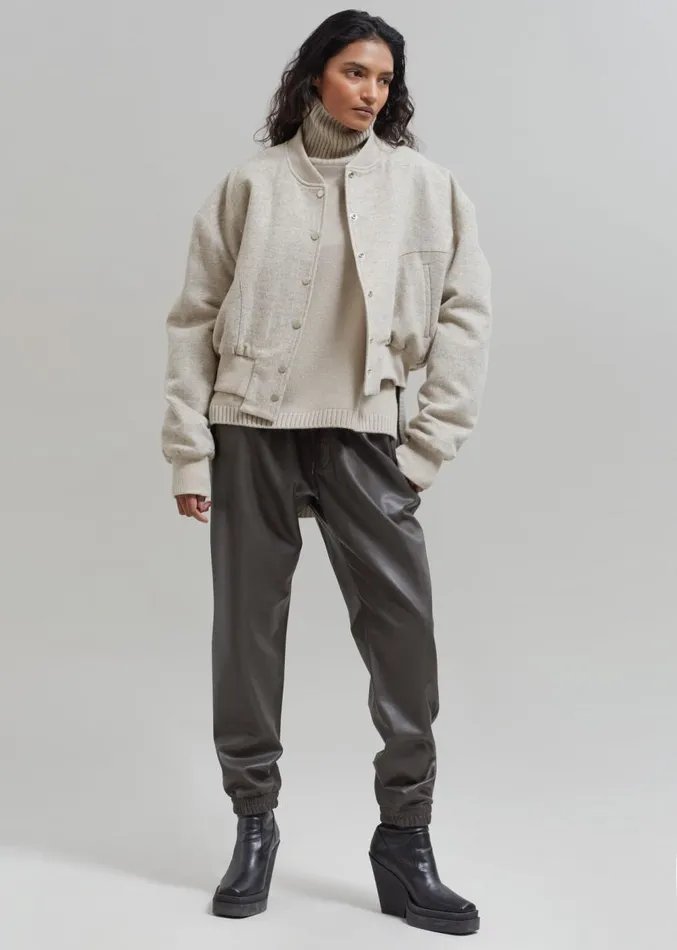 The Frankie Shop Debbie Wool Bomber 8211 Taupe Melange Women Outerwear