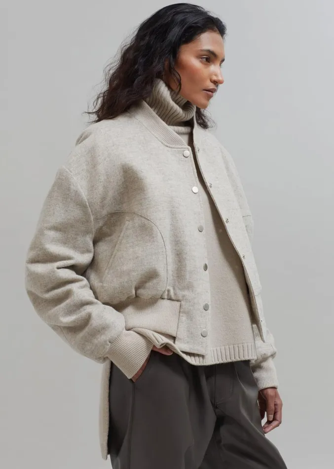 The Frankie Shop Debbie Wool Bomber 8211 Taupe Melange Women Outerwear