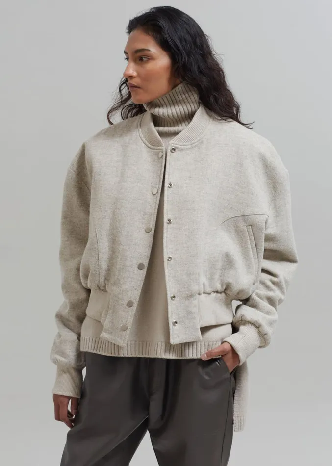 The Frankie Shop Debbie Wool Bomber 8211 Taupe Melange Women Outerwear