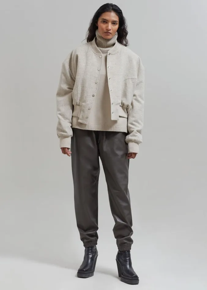 The Frankie Shop Debbie Wool Bomber 8211 Taupe Melange Women Outerwear