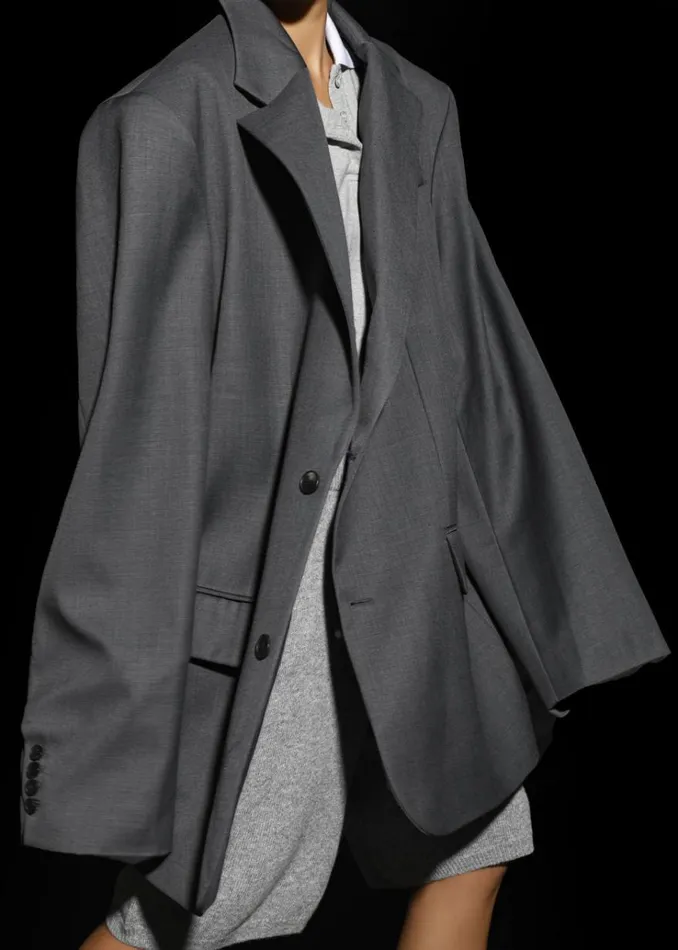 The Frankie Shop Dee Maxi Oversized Blazer 8211 Charcoal Women Clothing