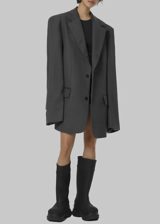The Frankie Shop Dee Maxi Oversized Blazer 8211 Charcoal Women Clothing