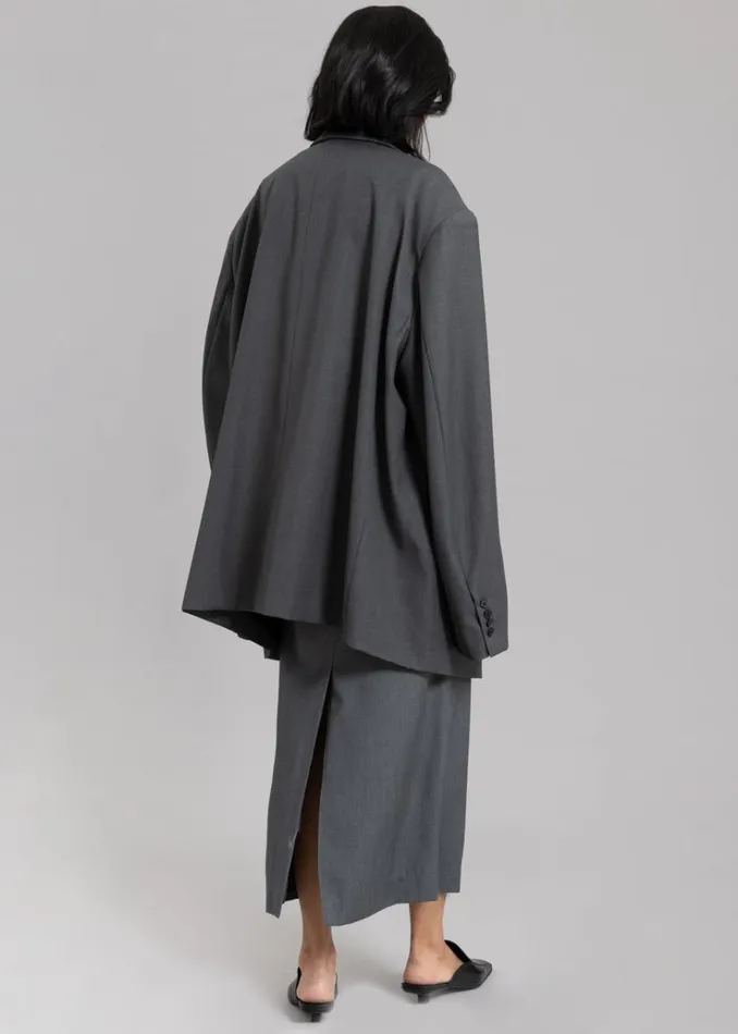 The Frankie Shop Dee Maxi Oversized Blazer 8211 Charcoal Women Clothing