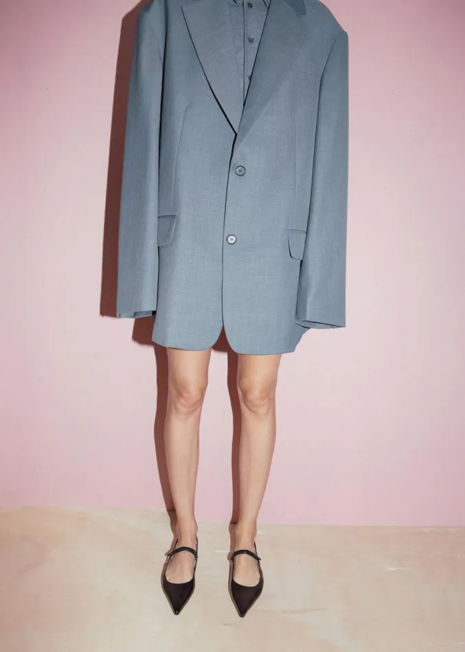 The Frankie Shop Dee Maxi Oversized Blazer 8211 Charcoal Women Clothing
