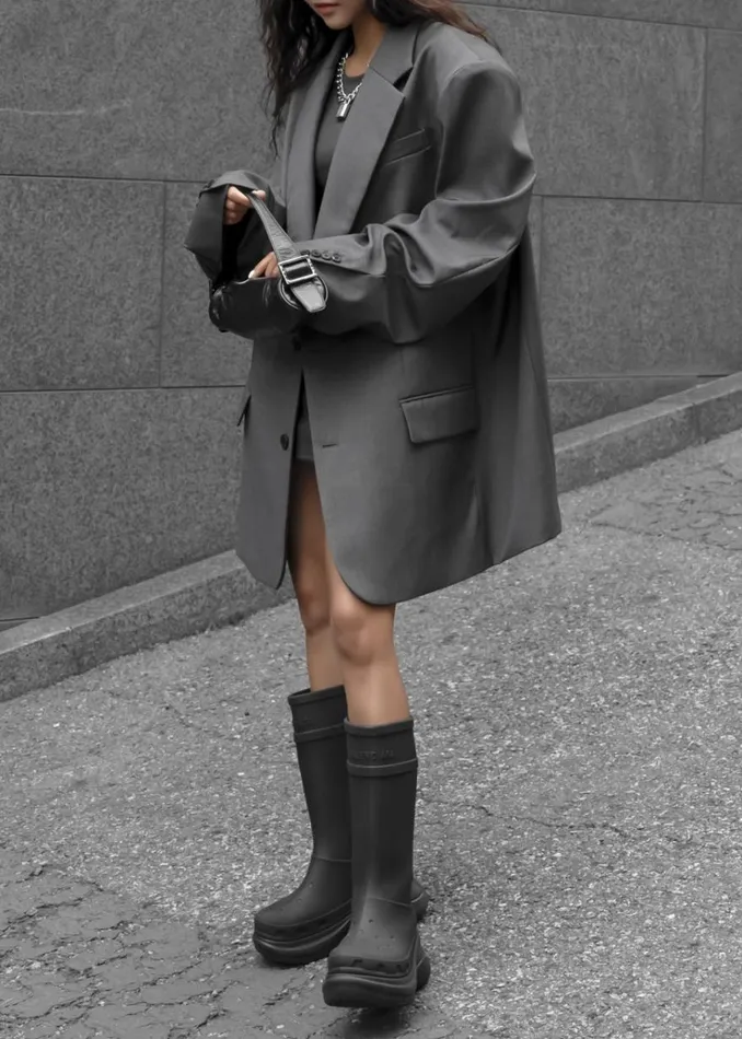 The Frankie Shop Dee Maxi Oversized Blazer 8211 Charcoal Women Clothing