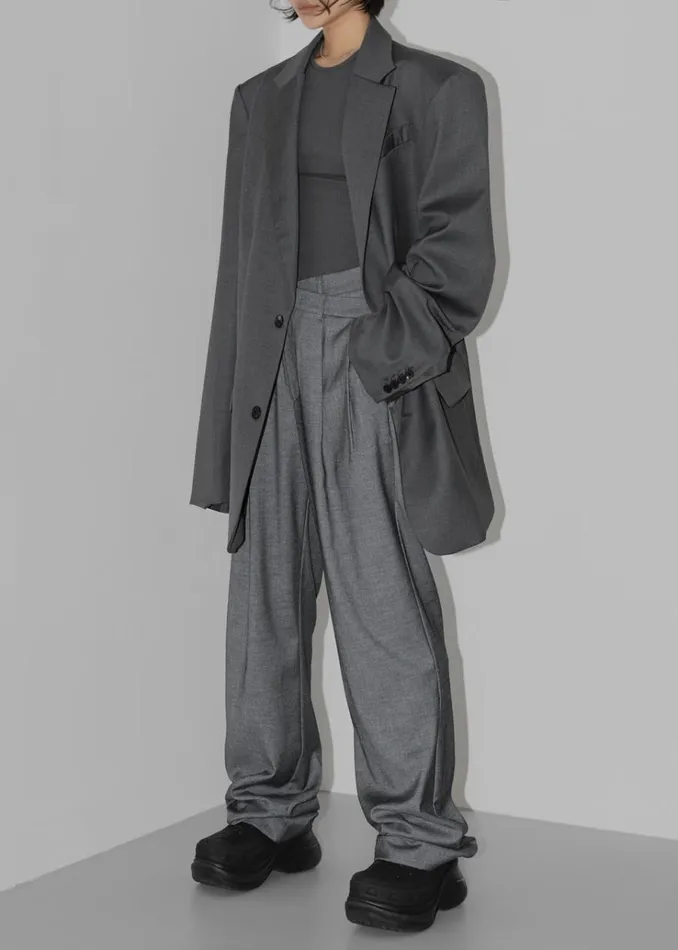 The Frankie Shop Dee Maxi Oversized Blazer 8211 Charcoal Women Clothing
