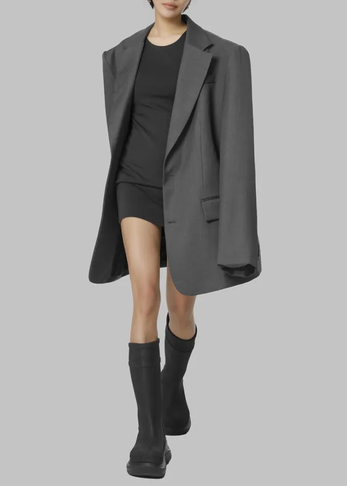 The Frankie Shop Dee Maxi Oversized Blazer 8211 Charcoal Women Clothing