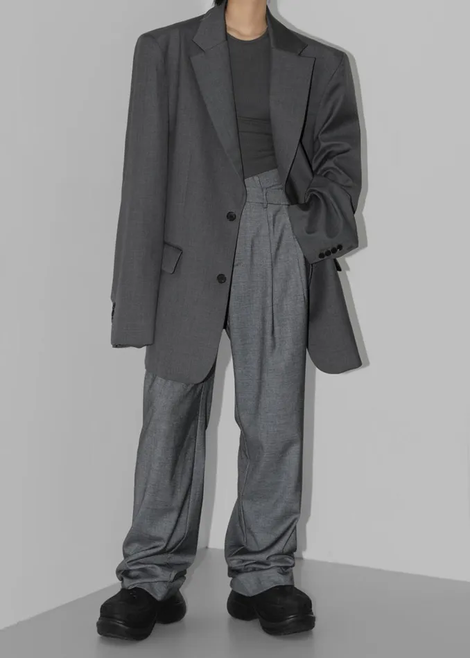 The Frankie Shop Dee Maxi Oversized Blazer 8211 Charcoal Women Clothing